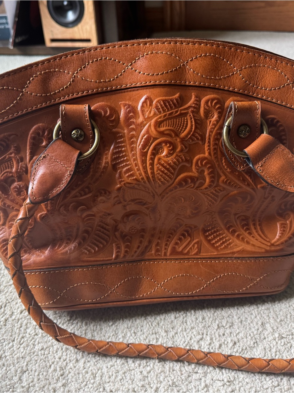 Patricia Nash Tooled Leather Satchel in Cognac - Picture 2 of 4